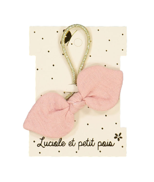 Elastique noeud – Double gaze rose poudré