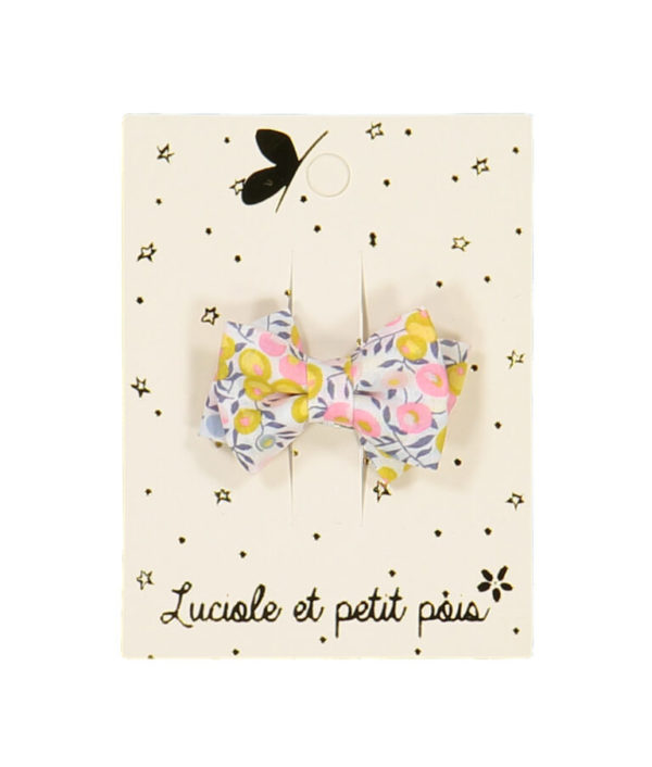 Barrette mini noeud double – Liberty Wiltshire bud aurore
