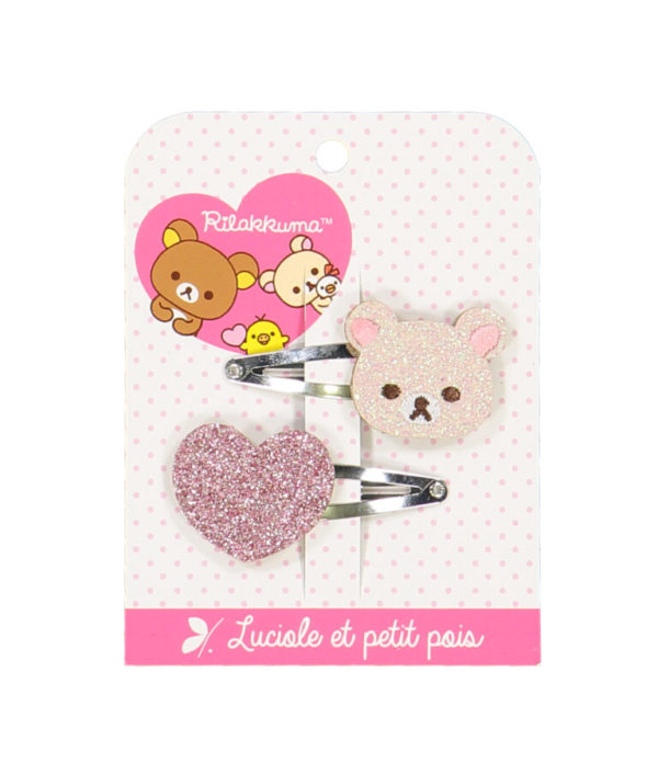 Barrettes Korilakkuma – Coeur rose