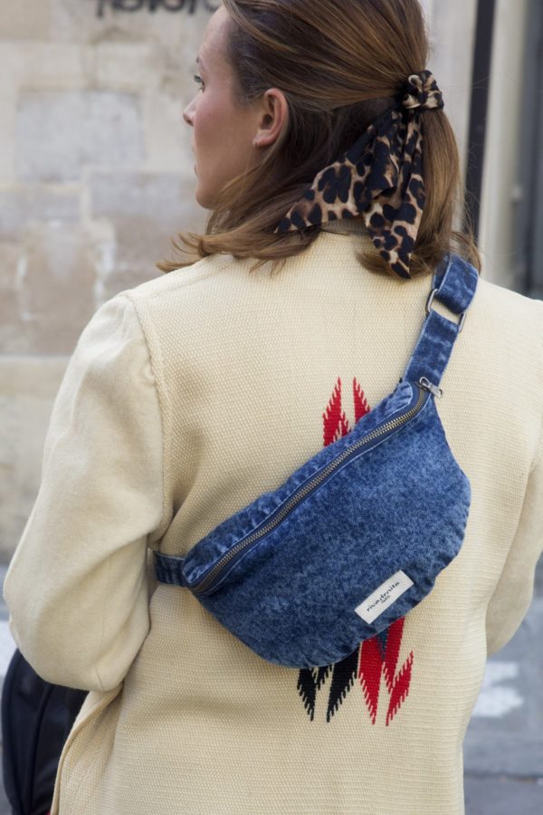 CUSTINE LE SAC BANANE Denim upcyclé "Blue Snow"