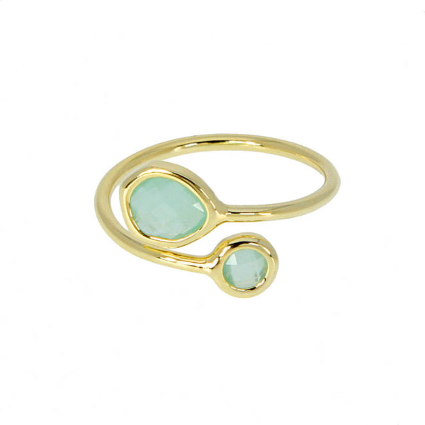 Bague plaqué or Teardrop menthe