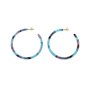 Créoles en résine – Bleu, Rose LES CLEIAS