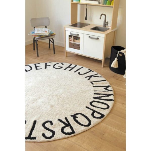 Tapis Lavable Round ABC Natural -Black LORENA CANALS