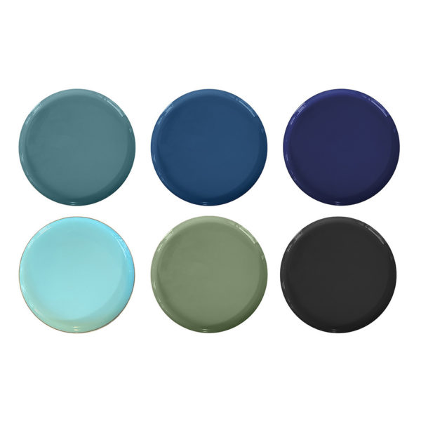 Plateau rond bleu ou vert D35 H2cm OPJET