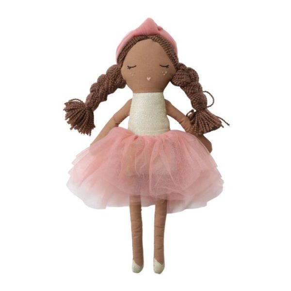 Poupée en tissu Jeanne en tutu rose et doré