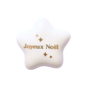 Étoile en céramique blanche et dorée "Joyeux noël"