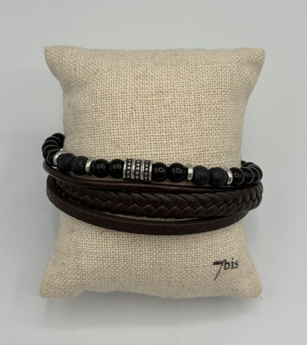 Bracelet Homme Métal et Cuir