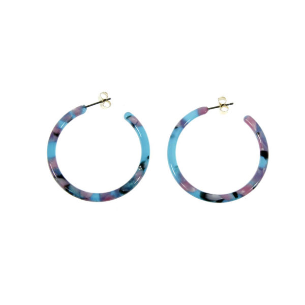 Créoles en résine turquoise 4cm D Les Cleias