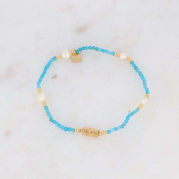 bracelet apatite et nacre en acier inoxydable BOHM