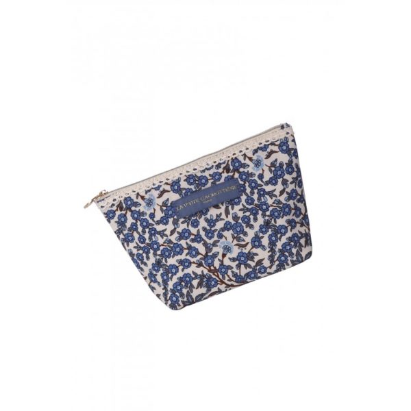 pochette dentelle motifs floraux bleus LA P'TITE CACHOTIERE