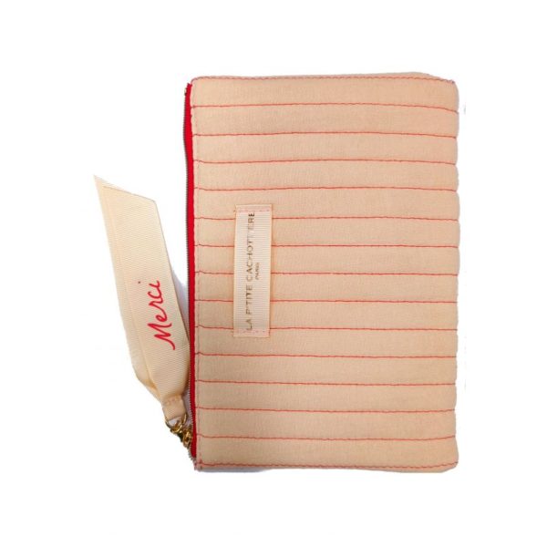 trousse en tissu Merci beige LA P'TITE CACHOTIERE