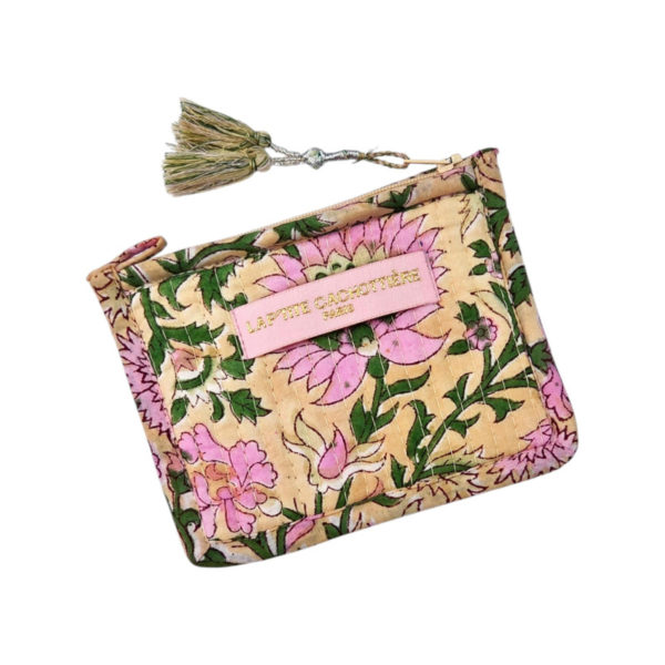 porte-monnaie en tissus avec motifs floraux roses claires LA P'TITE CACHOTIERE