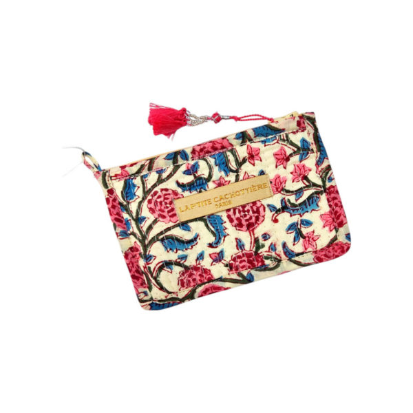 porte-monnaie en tissus avec motifs floraux roses LA P'TITE CACHOTIERE