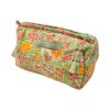 trousse de toilette en tissu a motifs floraux verts, jaunes et roses LA P'TITE CACHOTIERE