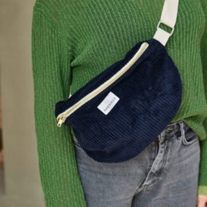 Banane velours bleu marine GABRIELLE PARIS