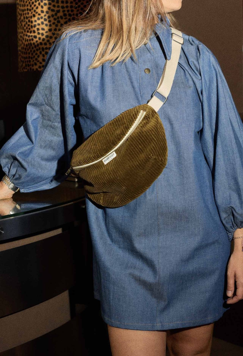 Banane velours olive GABRIELLE PARIS