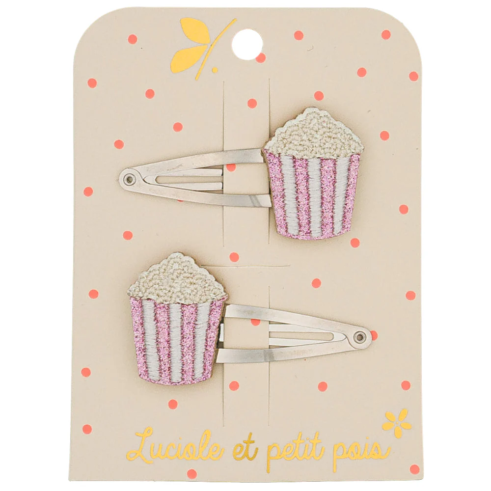 Barrette duo pop corn LUCIOLE ET PETIT POIS