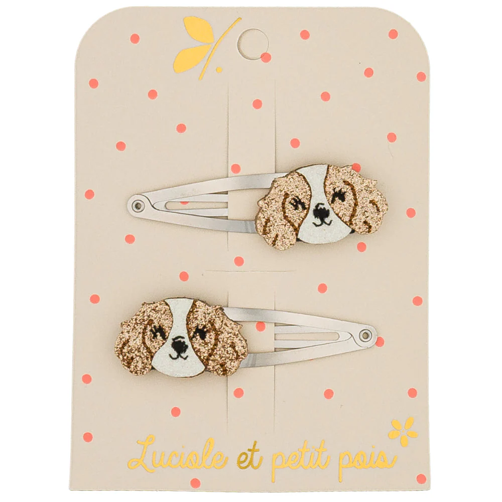 Barrette duo chien LUCIOLE ET PETIT POIS