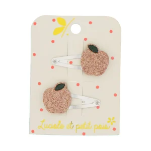 Barrette duo pommes roses LUCIOLE ET PETIT POIS