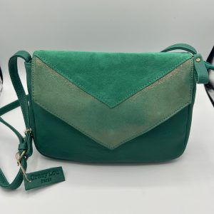 Sac cuir vert à bandoulière CRAZY LOU
