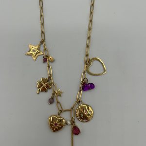 Alternative view of Collier breloques rose Les Cleias