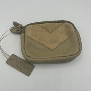 Porte monnaie beige en cuir CRAZY LOU