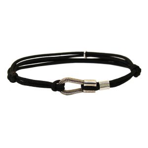 Bracelet " Just Me" en Corde de Basse sur cordon coulissant noir SING A SONG