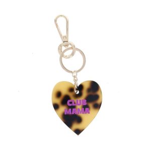 Porte-clés en résine coeur léopard club mama