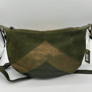 Sac cuir kaki à bandoulière CRAZY LOU