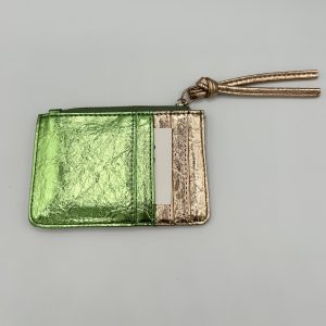 Alternative view of Porte-monnaie vert irisé CRAZY LOU