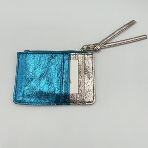 Alternative view of Porte-monnaie bleu irisé CRAZY LOU