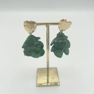 Boucles d'oreilles coeur et sapin vert Bohm