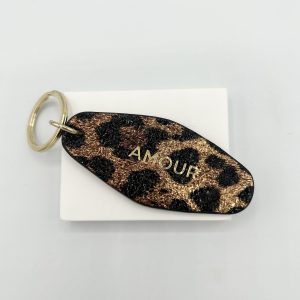 Porte-cléf cuir léopard AMOUR