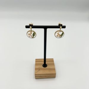 Boucles d'oreilles rondes et fleurs abricot Héliance