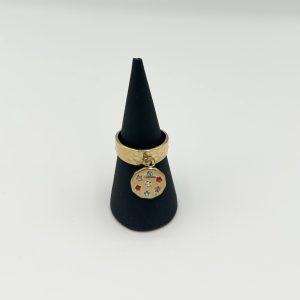 Bague doré avec breloques multicolores Héliance