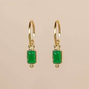 Boucle d'oreille pendante Mantis en agate verte MUJA JUMA