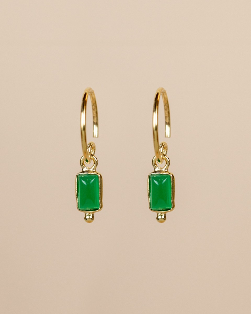 Boucle d'oreille pendante Mantis en agate verte MUJA JUMA