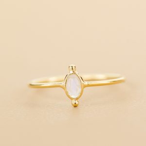 Bague Lanternfly pierre de lune blanche MUJA JUMA