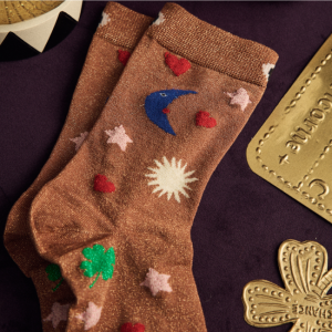 Chaussettes femme à paillettes bronze - La bonne aventure 36-40