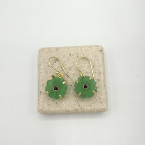 Boucles d'oreilles jade vert Flower Le monde est stone