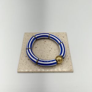 Bracelet perle résine rayée bleu Héliance
