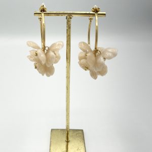 Boucles d'oreilles grande créole pampille de fleurs nacre Héliance