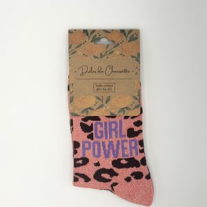 Chaussettes à paillettes léopard rose GIRL POWER Mandoline