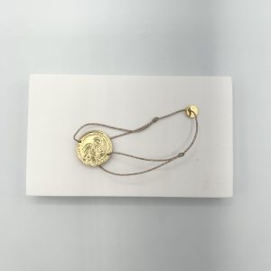 Bracelet plaqué or grande médaille ronde Erato Sophie Deschamps