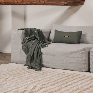 Plaid en lin à motif amérindien 130x230cm BOREAL Tilleul Bed and philosophy