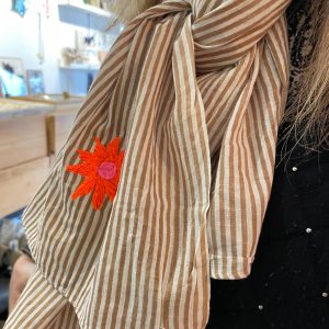 Foulard rayé argile motifs fluo Lil'moon