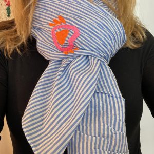 Foulard rayé bleu motifs fluo Lil'moon