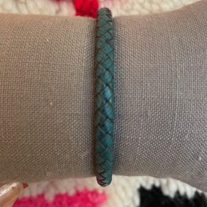 Bracelet HOMME cuir tressé vert