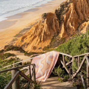 Fouta frangée en coton recyclé 130x200 cm TEXAS Curcuma Bed and philosophy