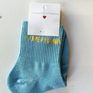 Chaussettes à paillettes bleu Super Nana Lil'moon